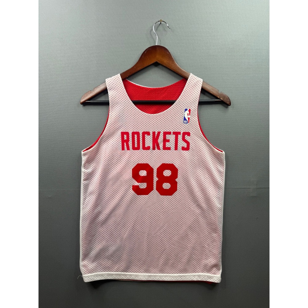 Alleson‎ Athletic Houston Rockets Jersey Youth White Red Reversible Mesh 98 L